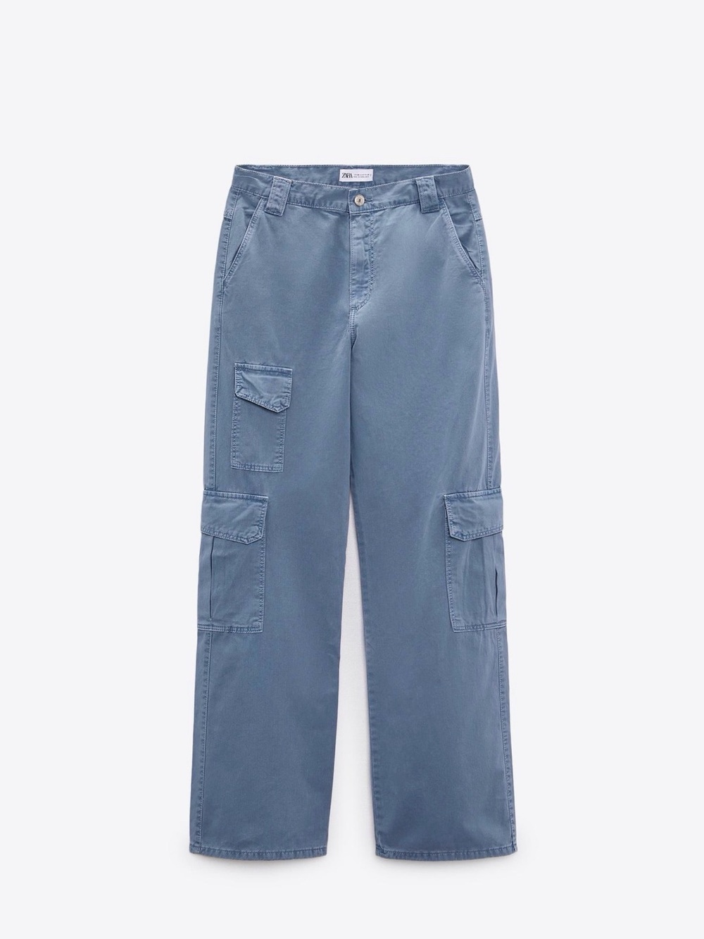 Zara Light Denim Blue Cargo Pants